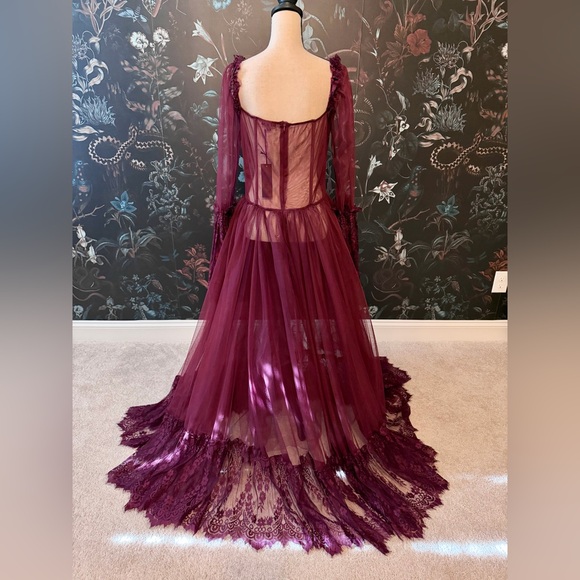 Dolls Kill Halloween Vampire Dress Widow Burgundy Red Gothic Dress Size XXL - Picture 5 of 8